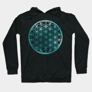 Flower of Life, Aqua, Faux Foil Hoodie